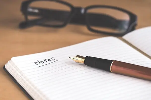.Open notebook and pen