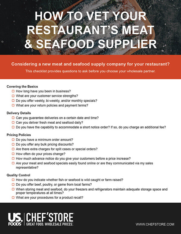 Vet Your Restaurants Meat and Seafood Supplier Checklist