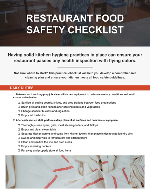 Restaurant Food Safety Checklist