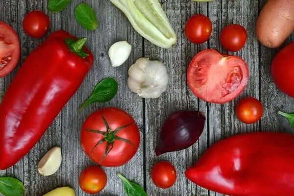 Vegetables on a wooden table.