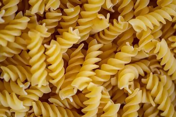 Pile of Rotini pasta.
