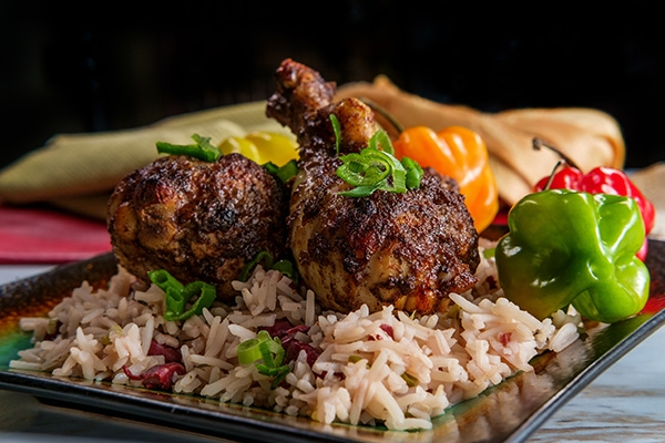 chicken and rice international cuisine on plate