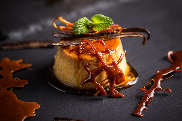 flan dessert with carmelized topping