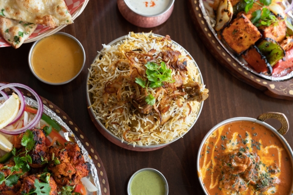 different types of food on table at restaurant