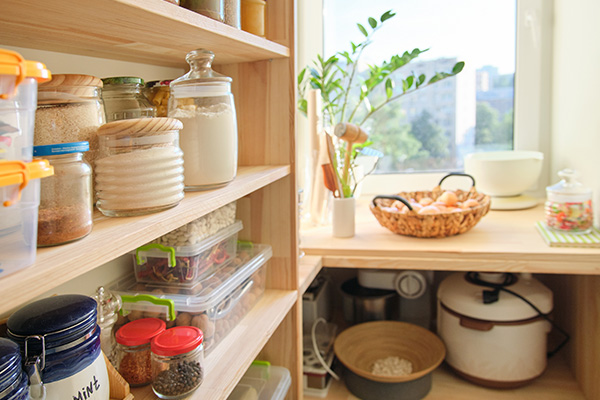 organized pantry with containers full of ingredients
