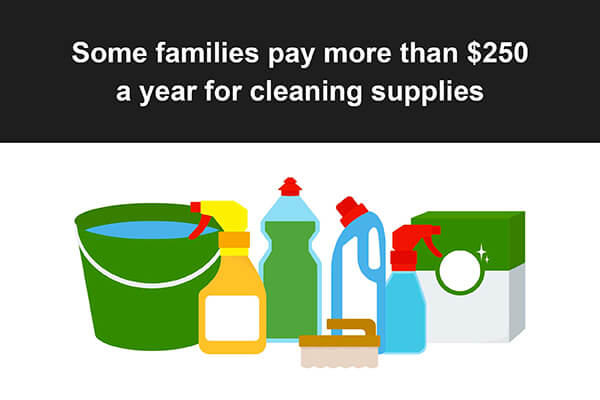 Some families pay more than $250 a year for cleaning supplies.