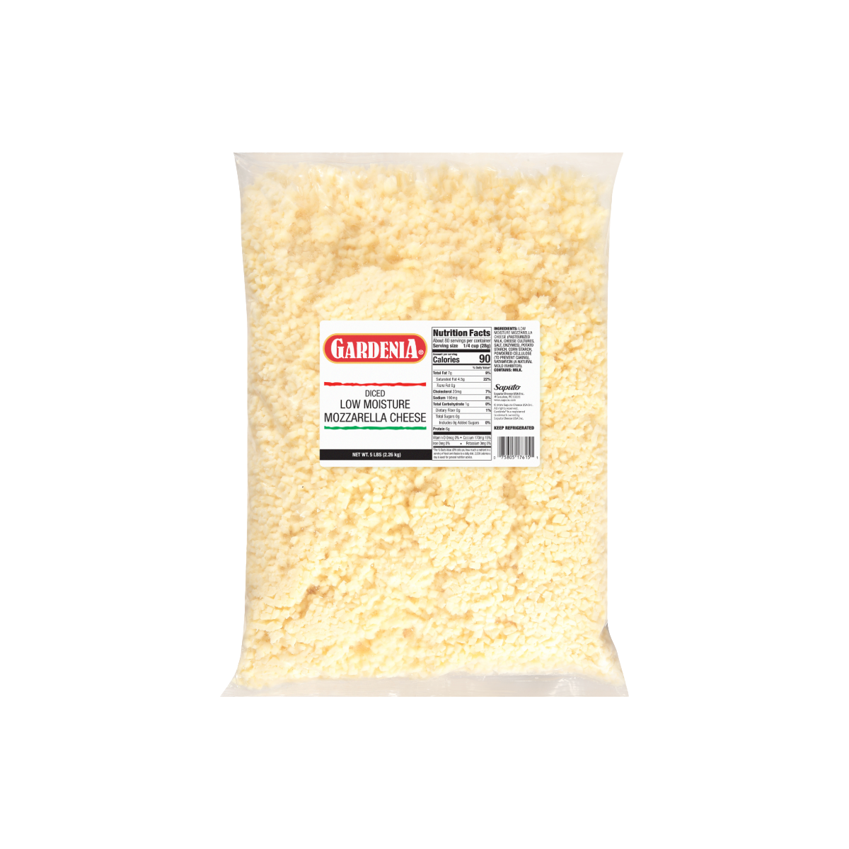 GARDENIA WHOLE MILK MOZZARELLA CHEESE DICED