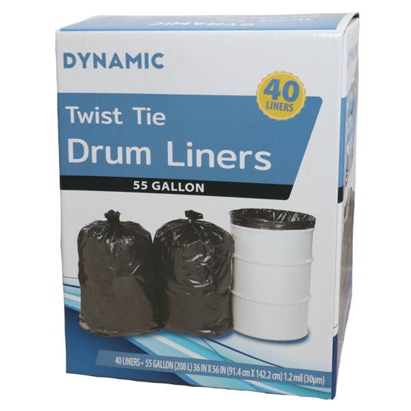 Nicole Home Collection Heavy Duty Drum Liners Trash Bags, 55 Gallon, Black, 20 C