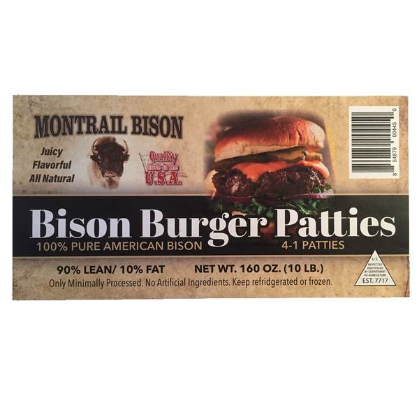 MONTRAIL BISON BURGER PATTIES 4/1