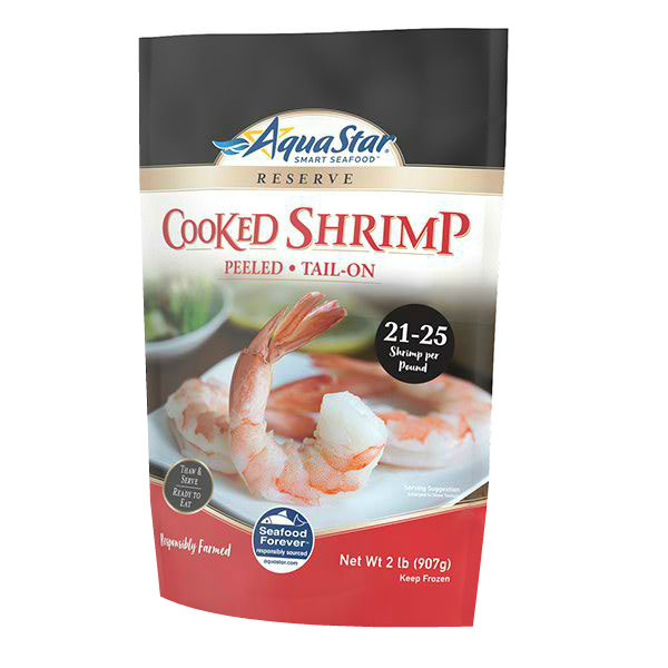 AQUA STAR SHRIMP COOKED 21-25 PEELED TAIL ON