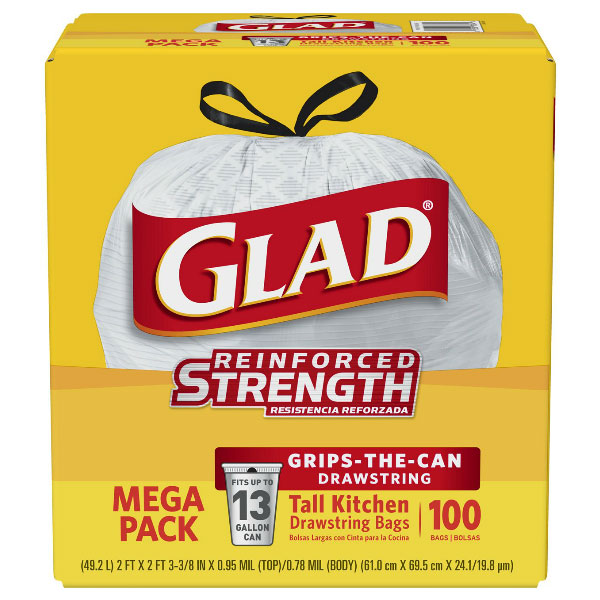 Glad® Drawstring Large Trash Bags, 30 gal, 1.05 mil, 30