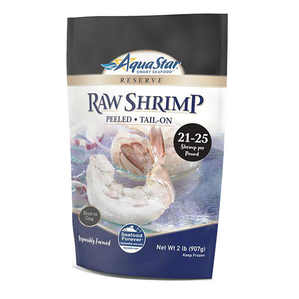 AQUA STAR SHRIMP RAW 21-25 PEELED TAIL ON