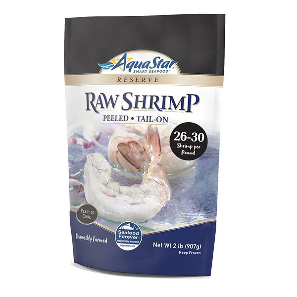 AQUA STAR SHRIMP RAW 26-30 PEELED TAIL ON