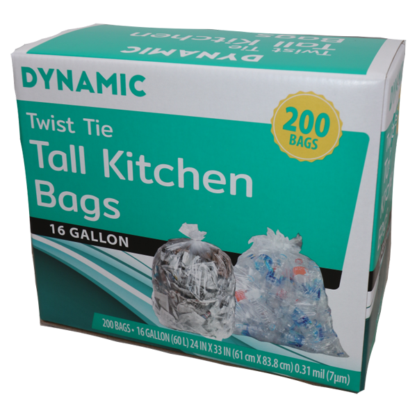 DYNAMIC CLEAR TWIST TIE TRASH BAGS 16 GAL - US Foods CHEF'STORE