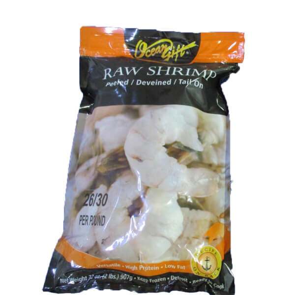 OCEAN GIFT SHRIMP RAW 26-30 PEELED TAIL ON