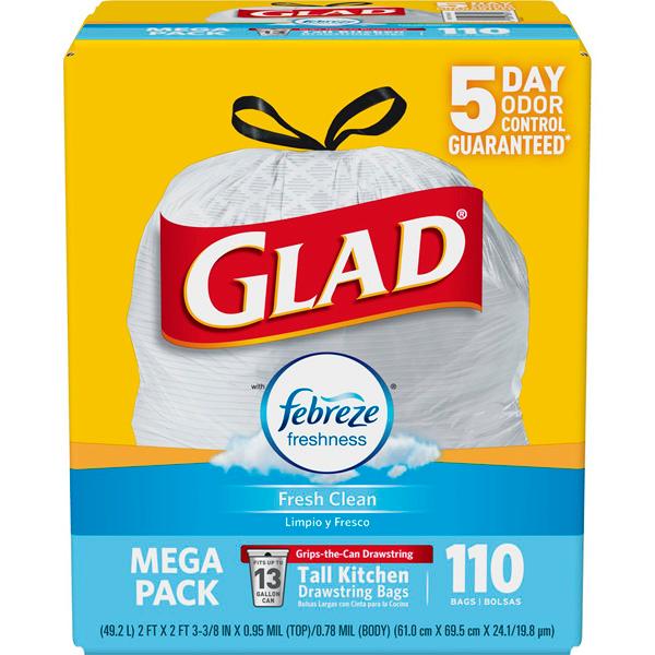 GLAD TALL KITCHEN DRAWSTRING TRASH BAG ODOR SHIELD - US Foods CHEF'STORE