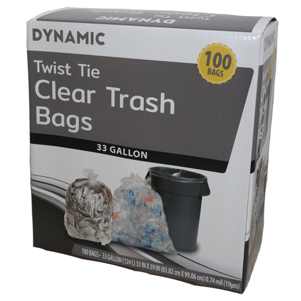 DYNAMIC CLEAR TWIST TIE TRASH BAGS 33 GAL - US Foods CHEF'STORE