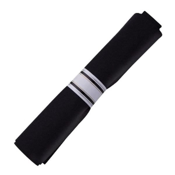 REFLECTIONS BLACK NAPKIN ROLL WITH CUTLERY KIT US Foods CHEF'STORE