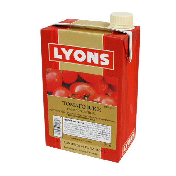 LYONS READY TO SERVE 100% TOMATO JUICE