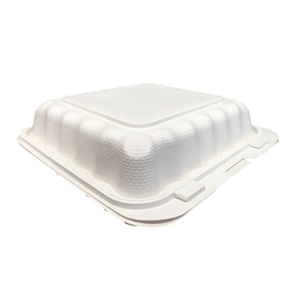 ECOPAX WHITE 1 COMPARTMENT HINGED CONTAINER 9X9X3