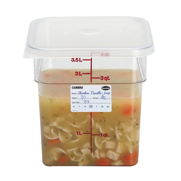 Cambro CamSquares® 6 Qt. Translucent Square Polypropylene Food Storage  Container and Red Lid - 2/Pack